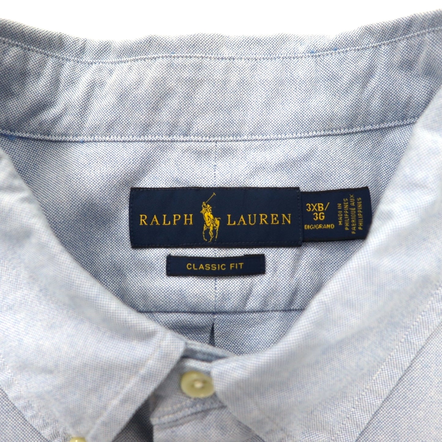 RALPH LAUREN オックスフォード ボタンダウンシャツ 3XB ブルー コットン CLASSIC FIT スモールポニー刺繍 ビッグサイズ