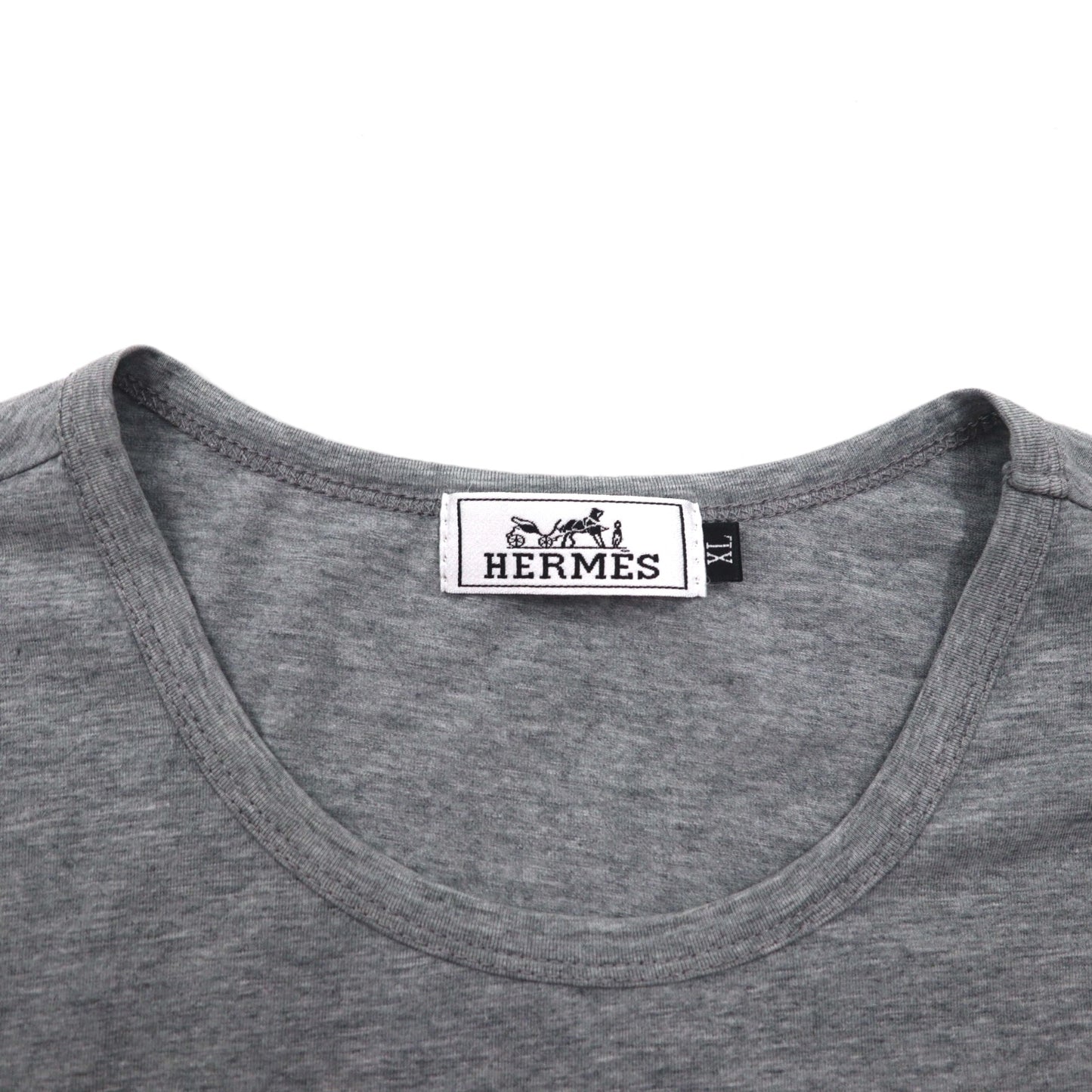 HERMES イタリア製 フォトグラフィック プリント Tシャツ XL グレー コットン ALINE