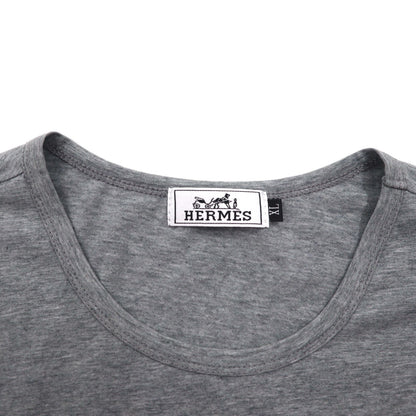 HERMES イタリア製 フォトグラフィック プリント Tシャツ XL グレー コットン ALINE