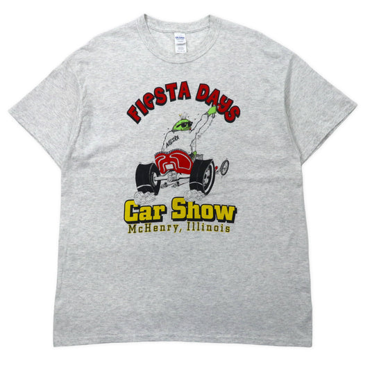 日本然リトテ-古着オンライン-GILDAN プリントTシャツ XL グレー コットン FIESTA DAYS CAR SHOW 両面プリント ビッグサイズ-