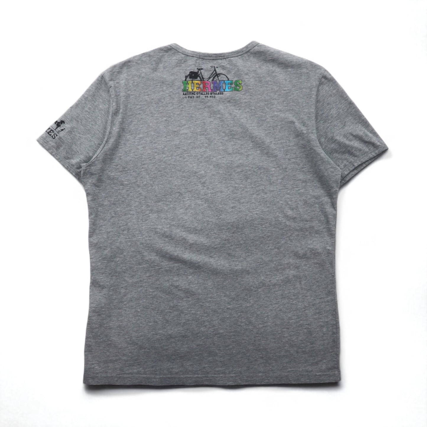 HERMES イタリア製 フォトグラフィック プリント Tシャツ XL グレー コットン ALINE