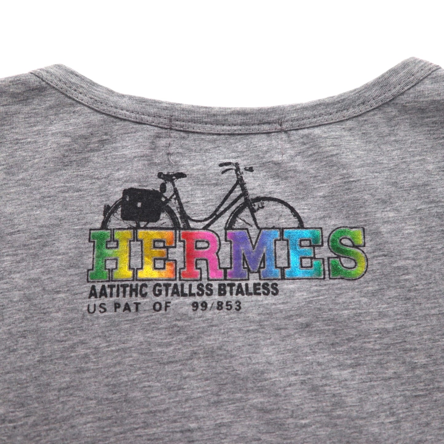 HERMES イタリア製 フォトグラフィック プリント Tシャツ XL グレー コットン ALINE