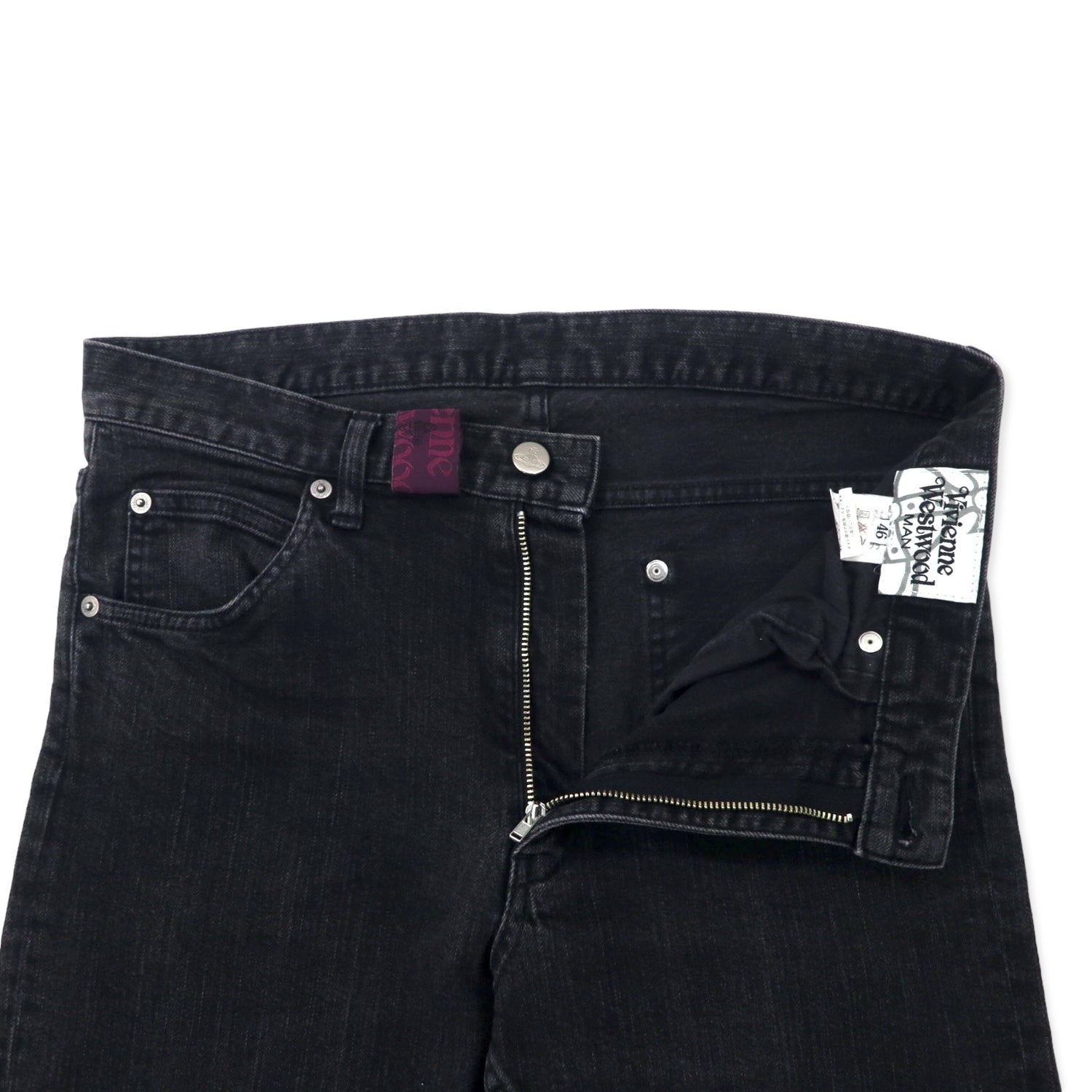 Vivienne Westwood Man Black Jeans Denim PANTS Skinny 46 Cotton Stretch Orb  Japan MADE