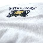 MV SPORT USA 90s PRO WEAVE Reverse Weave College Embroidery Sweatshirt XL Grey Cotton Fleece Lining NOTRE DAME Arch Logo