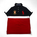 POLO RALPH LAUREN ビッグポニー刺繍 ポロシャツ M ブラック レッド 鹿の子 エンブレム ワッペン
