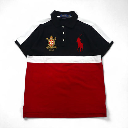 POLO RALPH LAUREN Big Pony Embroidered Polo Shirt, Size M, Black and Red, Pique Emblem Patch