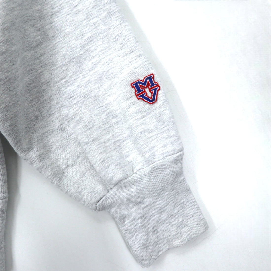 MV SPORT USA 90s PRO WEAVE Reverse Weave College Embroidery Sweatshirt XL Grey Cotton Fleece Lining NOTRE DAME Arch Logo