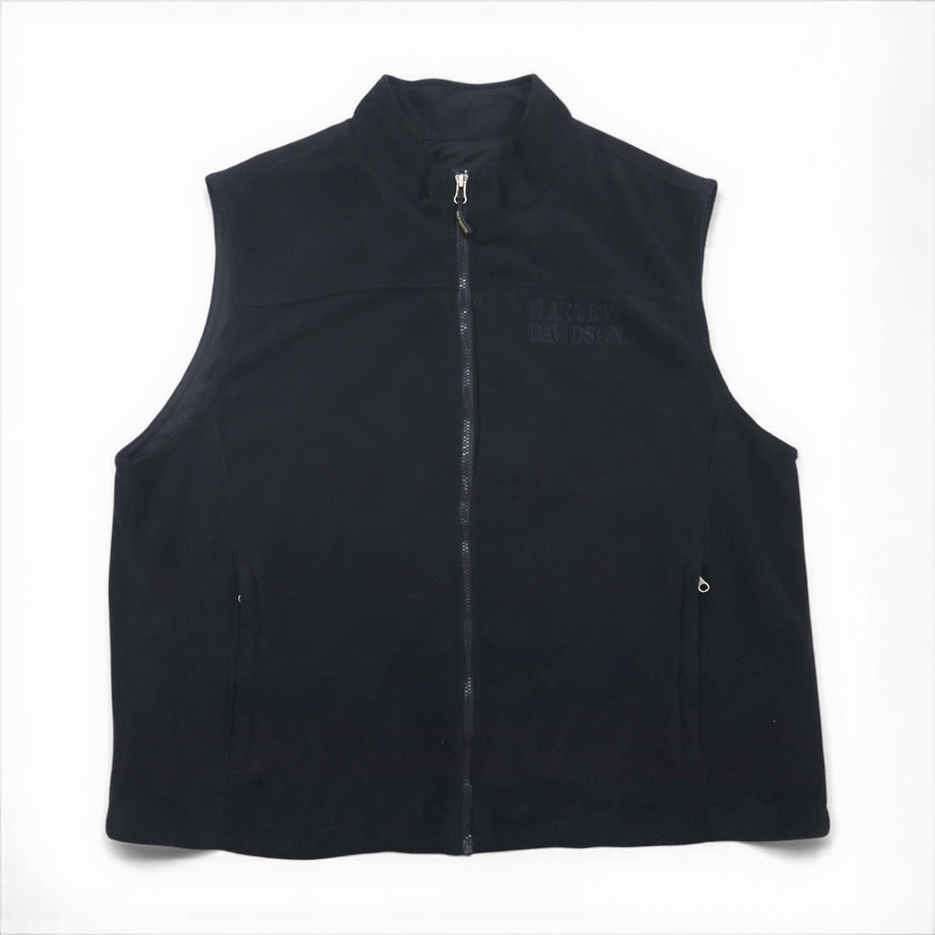 HARLEY DAVIDSON Embroidered Skull Fleece Vest, XL, Black, Polyester