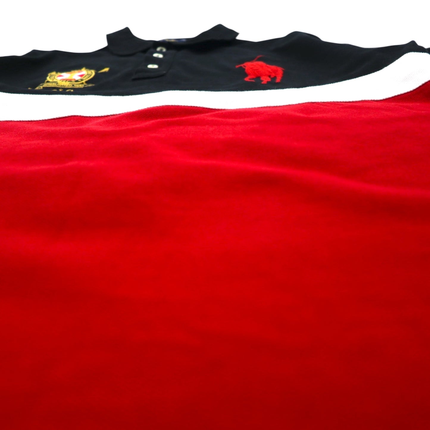 POLO RALPH LAUREN Big Pony Embroidered Polo Shirt, Size M, Black and Red, Pique Emblem Patch
