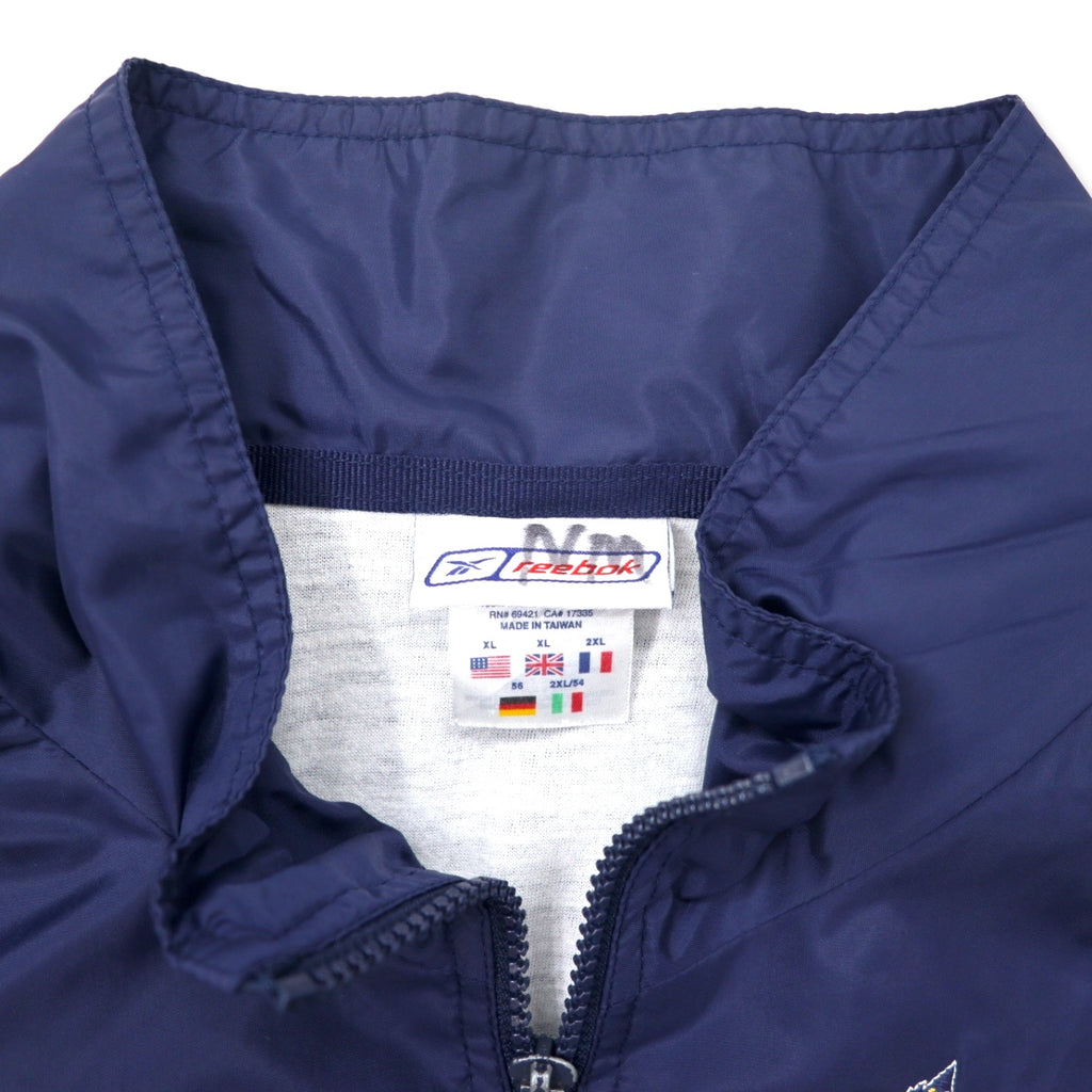 Reebok 00s nylon jacket, XL, navy, vector logo embroidery, big size