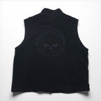 HARLEY DAVIDSON Embroidered Skull Fleece Vest, XL, Black, Polyester