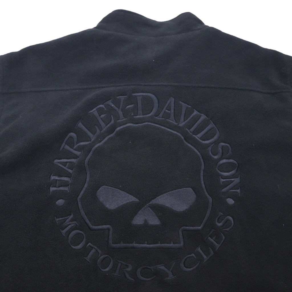 HARLEY DAVIDSON Embroidered Skull Fleece Vest, XL, Black, Polyester