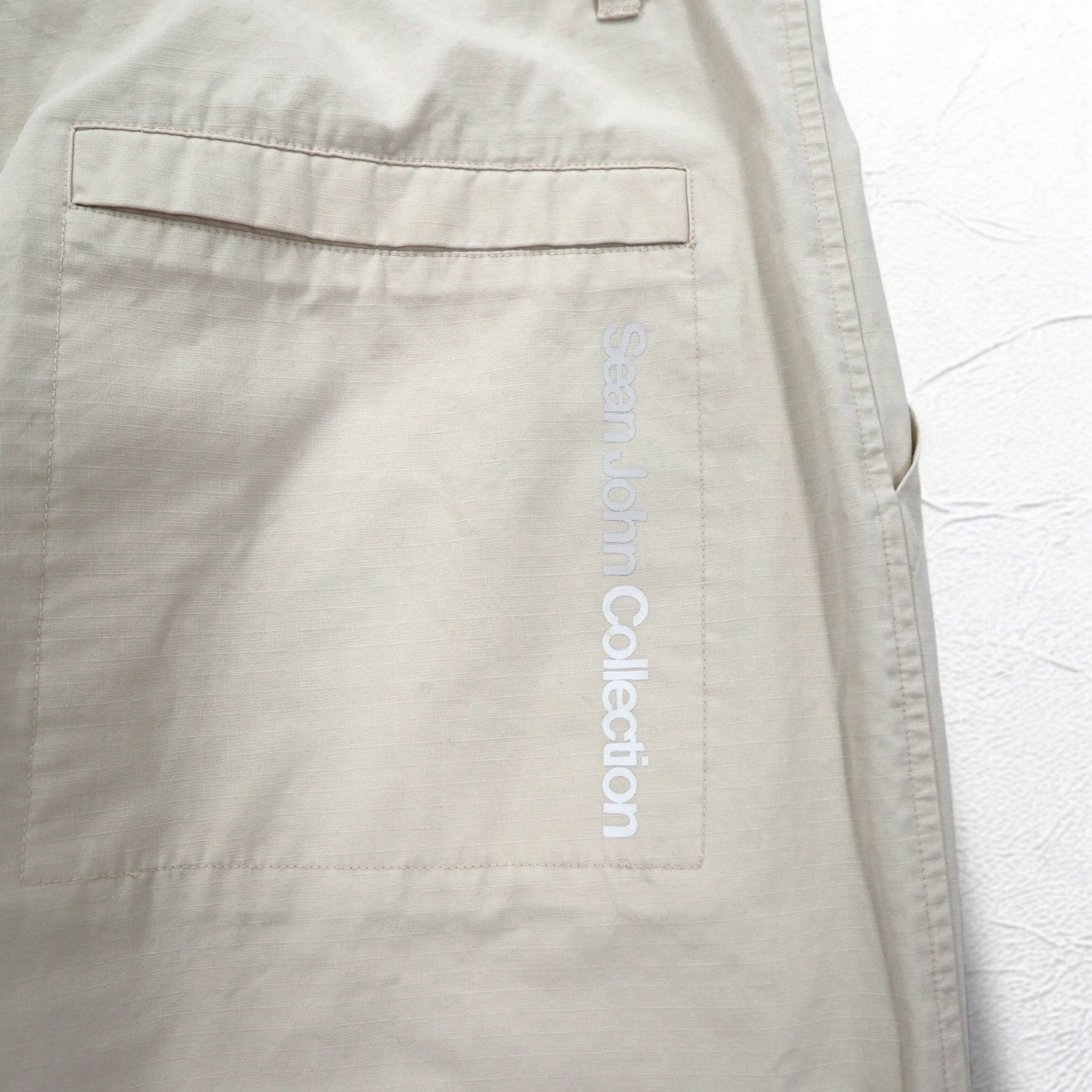 Sean John 00年代 バギー ワイド リップストップ ペインターパンツ L ベージュ コットン