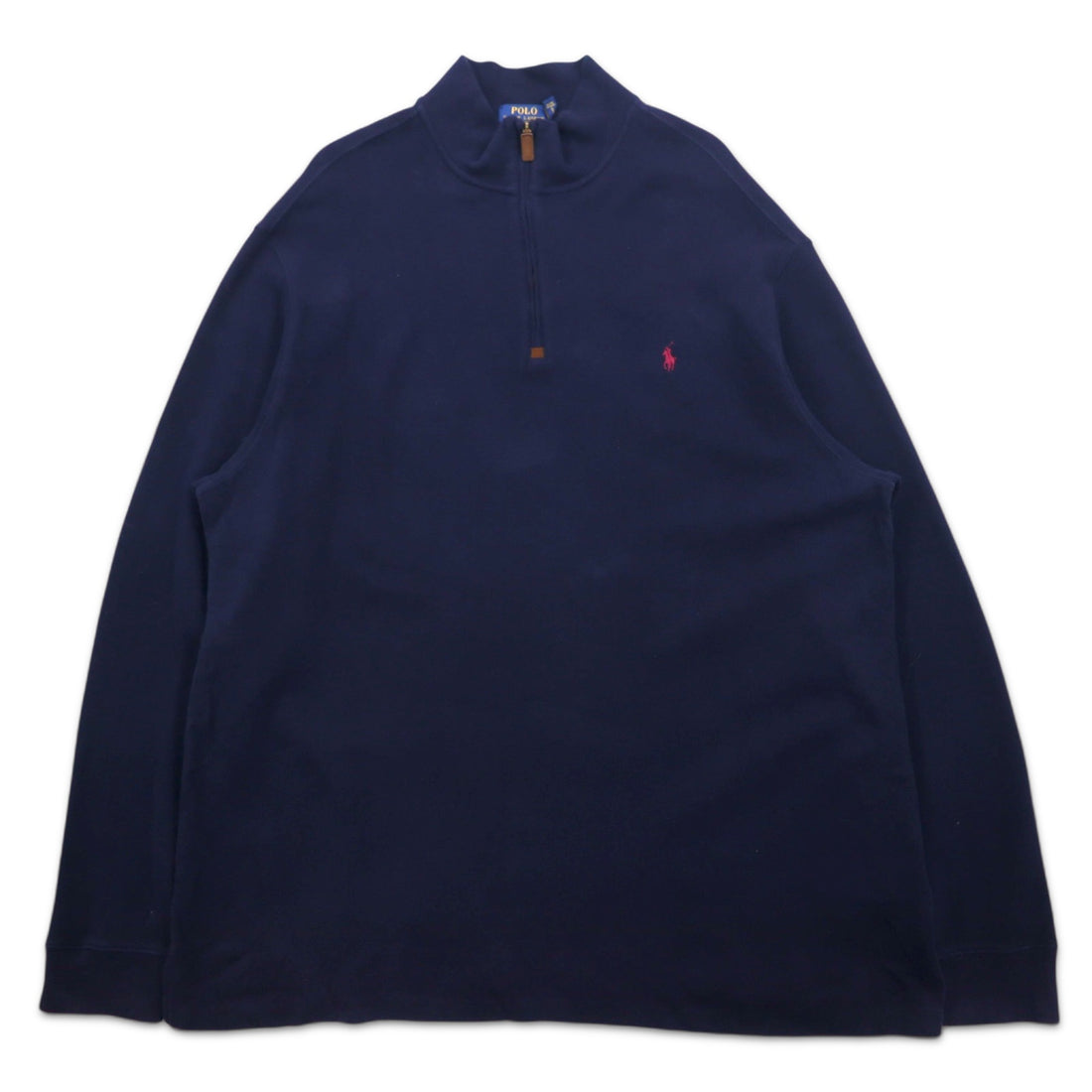 POLO RALPH LAUREN Half-Zip Sweatshirt 2XLT Navy Cotton Small Pony Embroidery