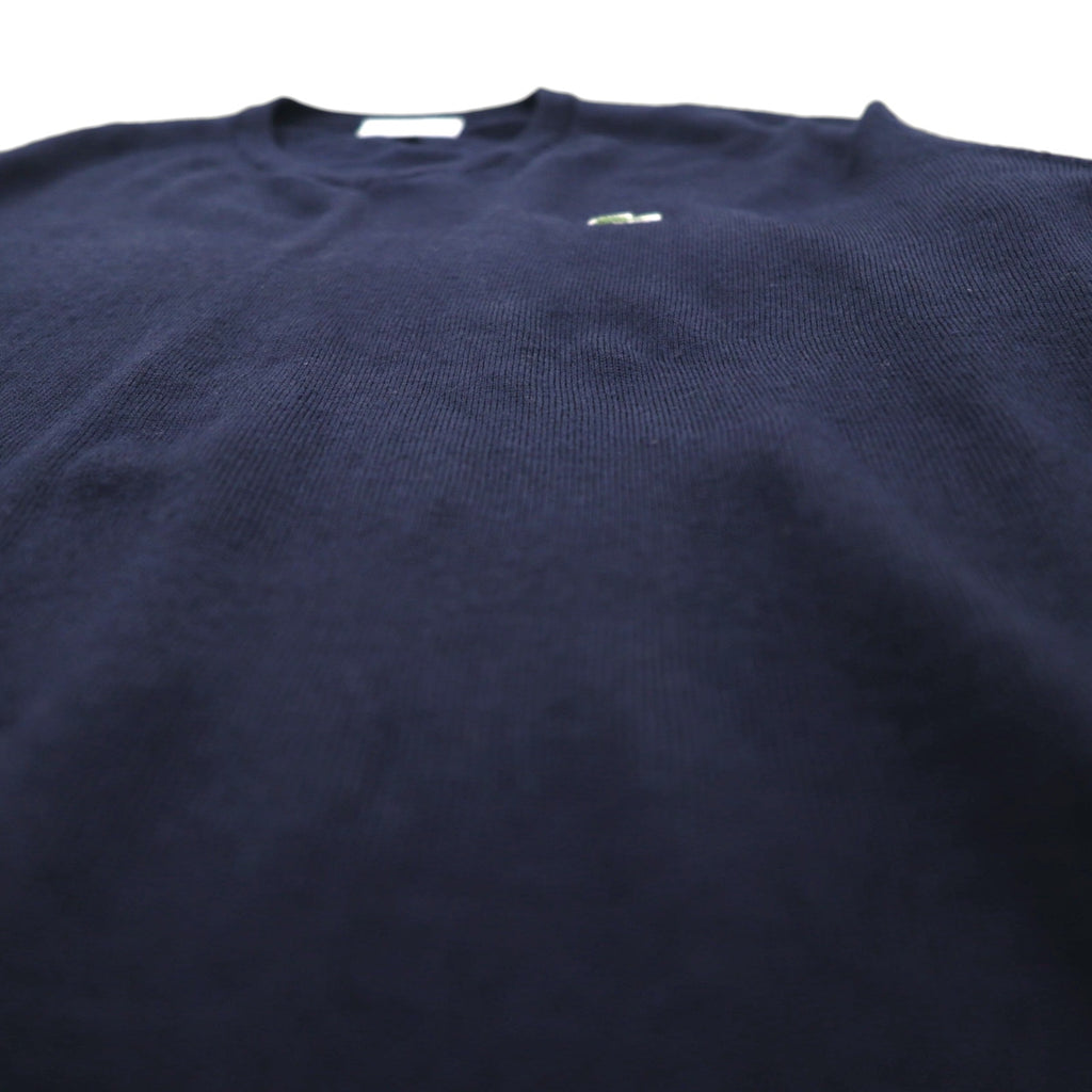 LACOSTE Vネック ニット セーター XL ネイビー ウール ワンポイント 刺繍 F70736