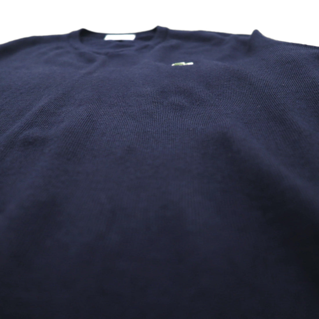 LACOSTE Vネック ニット セーター XL ネイビー ウール ワンポイント 刺繍 F70736