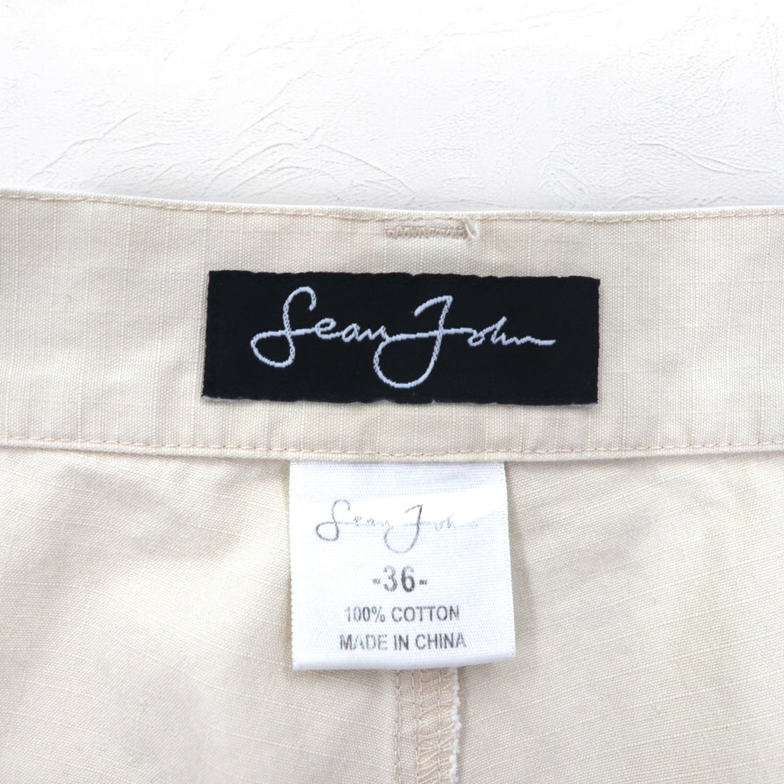 Sean John 00年代 バギー ワイド リップストップ ペインターパンツ L ベージュ コットン
