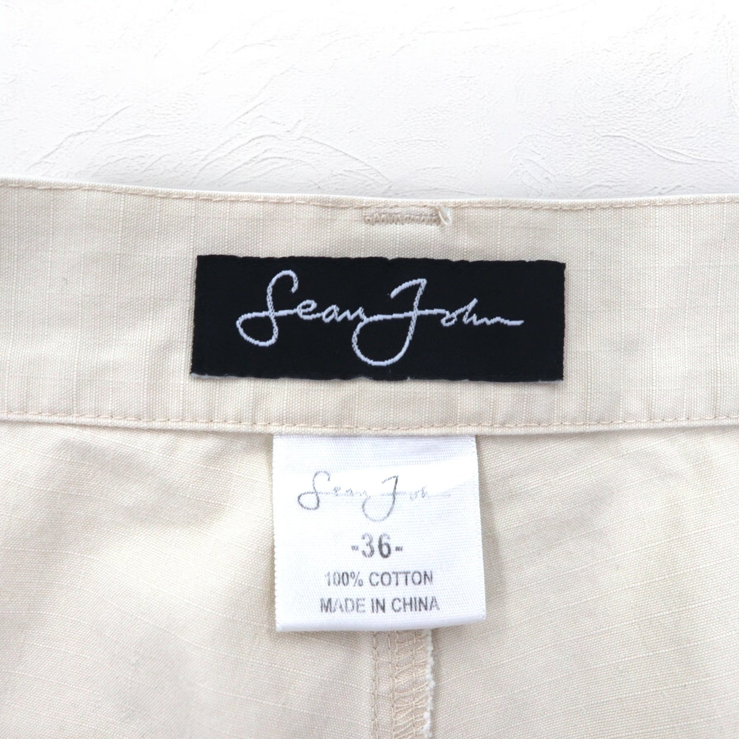 Sean John 00年代 バギー ワイド リップストップ ペインターパンツ L ベージュ コットン