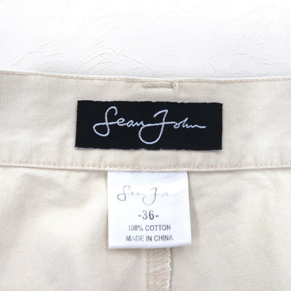 Sean John 00年代 バギー ワイド リップストップ ペインターパンツ L ベージュ コットン