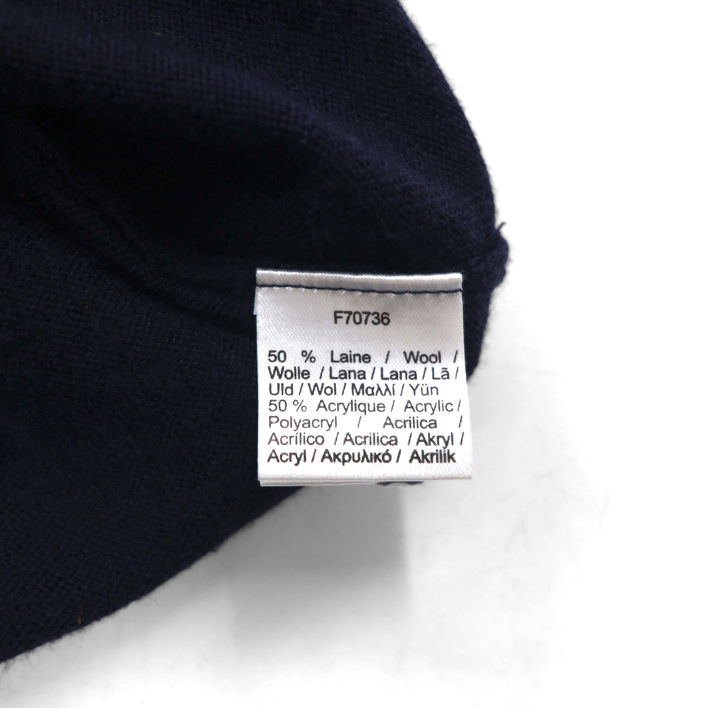LACOSTE Vネック ニット セーター XL ネイビー ウール ワンポイント 刺繍 F70736
