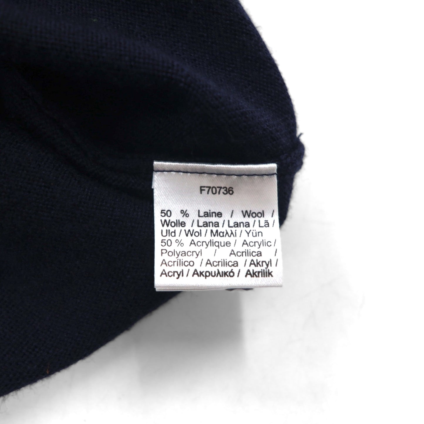 LACOSTE V-neck knit sweater, XL, navy wool with embroidery, F70736