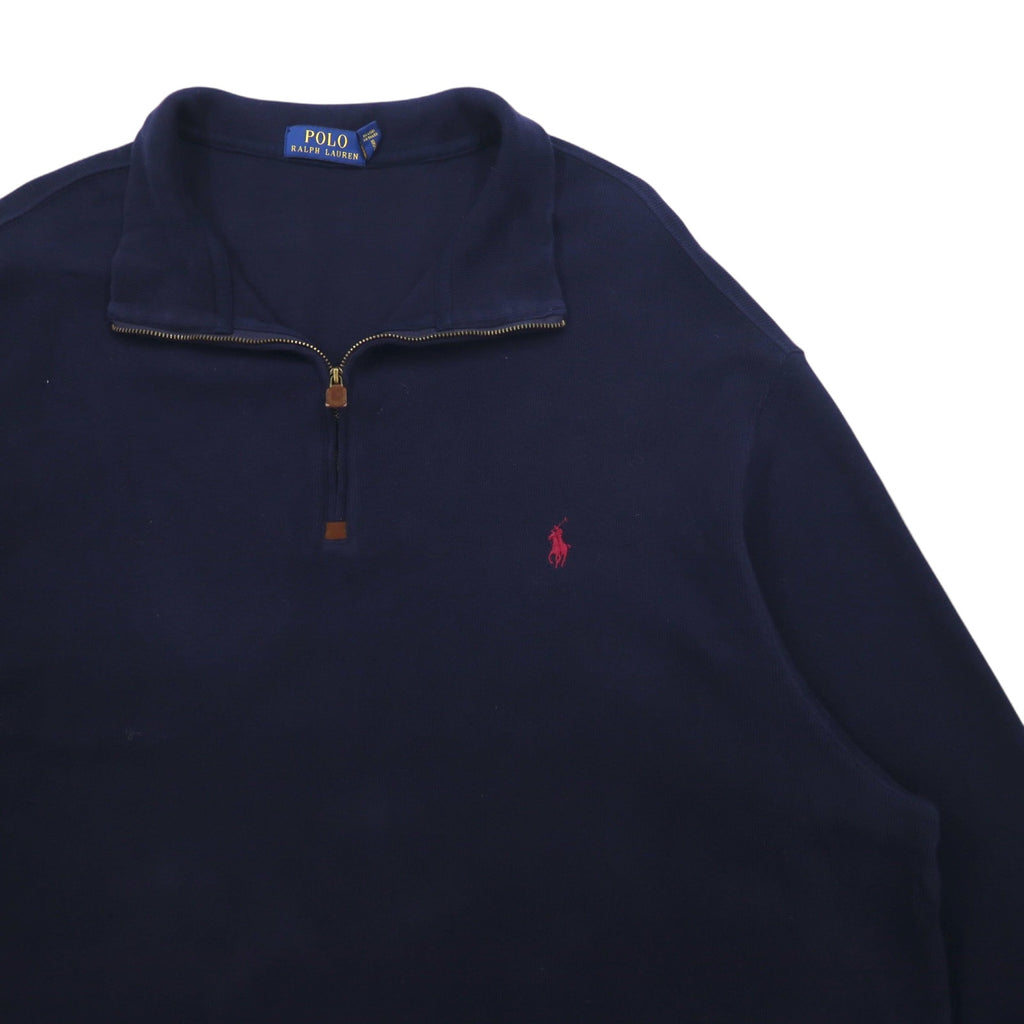 POLO RALPH LAUREN Half-Zip Sweatshirt 2XLT Navy Cotton Small Pony Embroidery