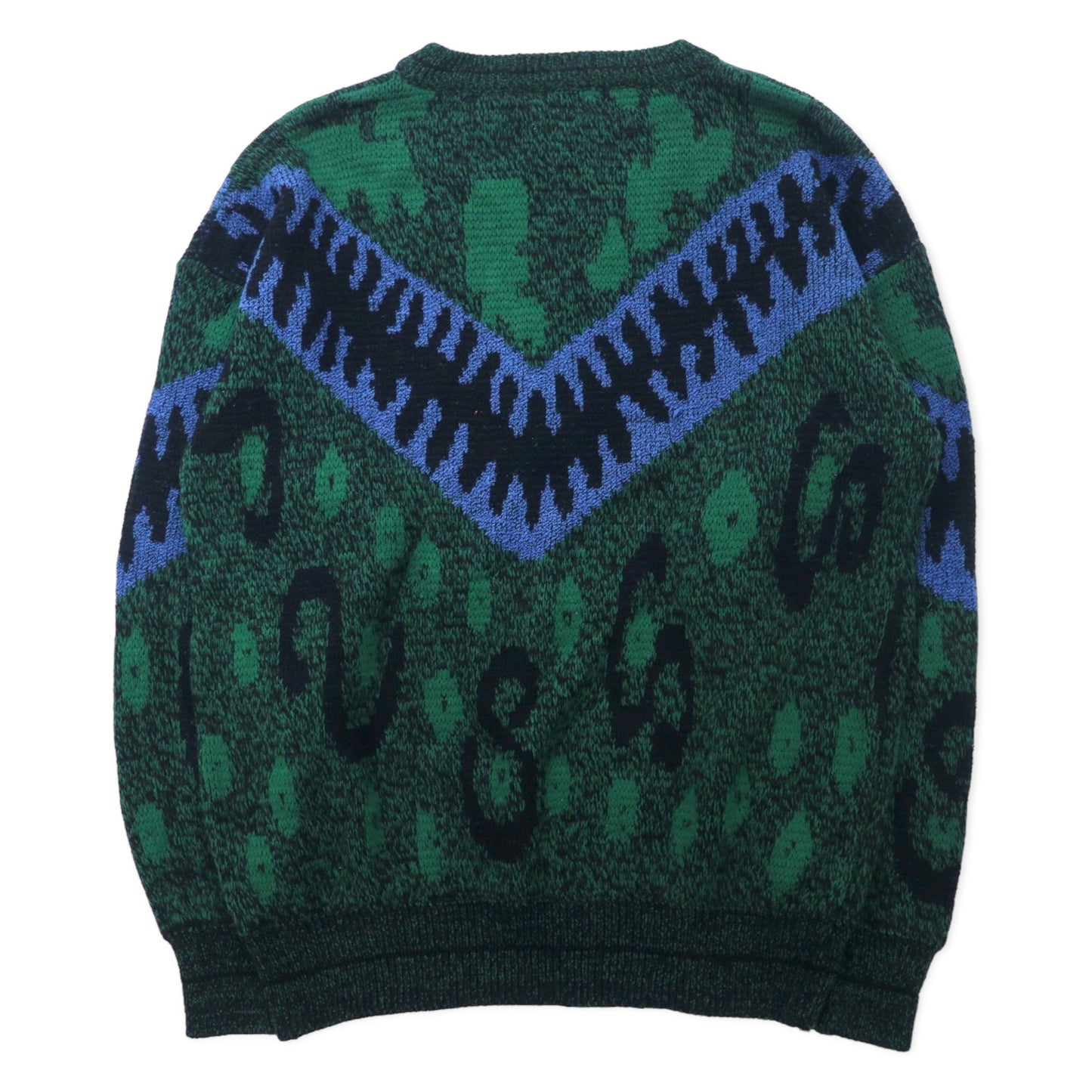 CITY STREETS 90年代 総柄 ニット セーター M グリーン アクリル