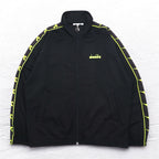 DIADORA 90s Track Jacket Jersey XL Black Logo Tape Sideline
