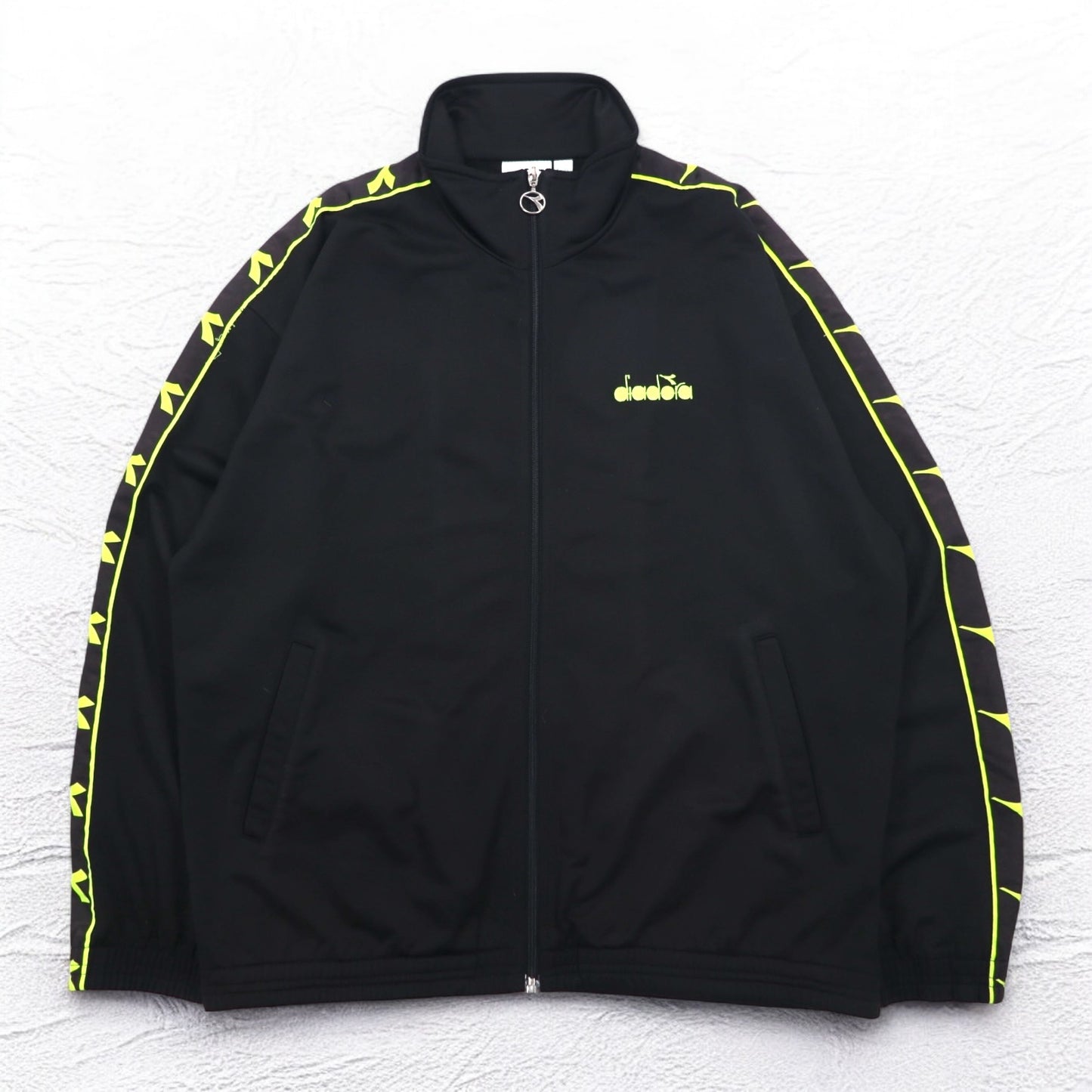 DIADORA 90年代 トラックジャケット ジャージ XL ブラック ロゴ テープ サイドライン