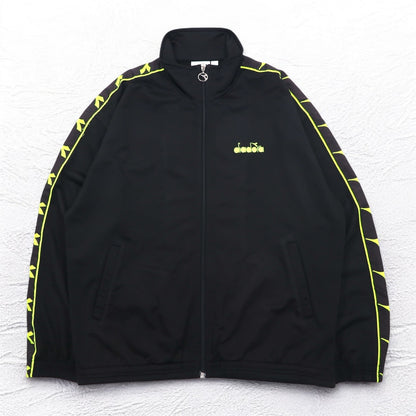 DIADORA 90年代 トラックジャケット ジャージ XL ブラック ロゴ テープ サイドライン