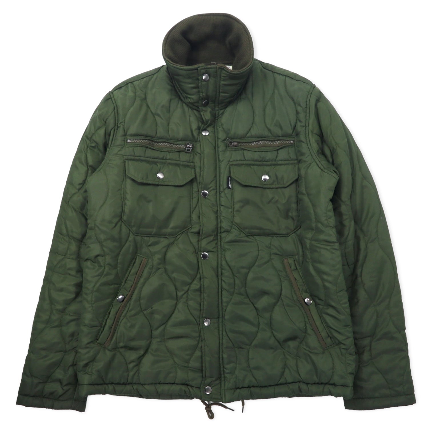 日本然リトテ-古着オンライン-AVIREX オニオンキルト パディングジャケット L カーキ ポリエステル 6122090-AVIREX Onion Quilt Padding Jacket L Khaki Polyester 6122090