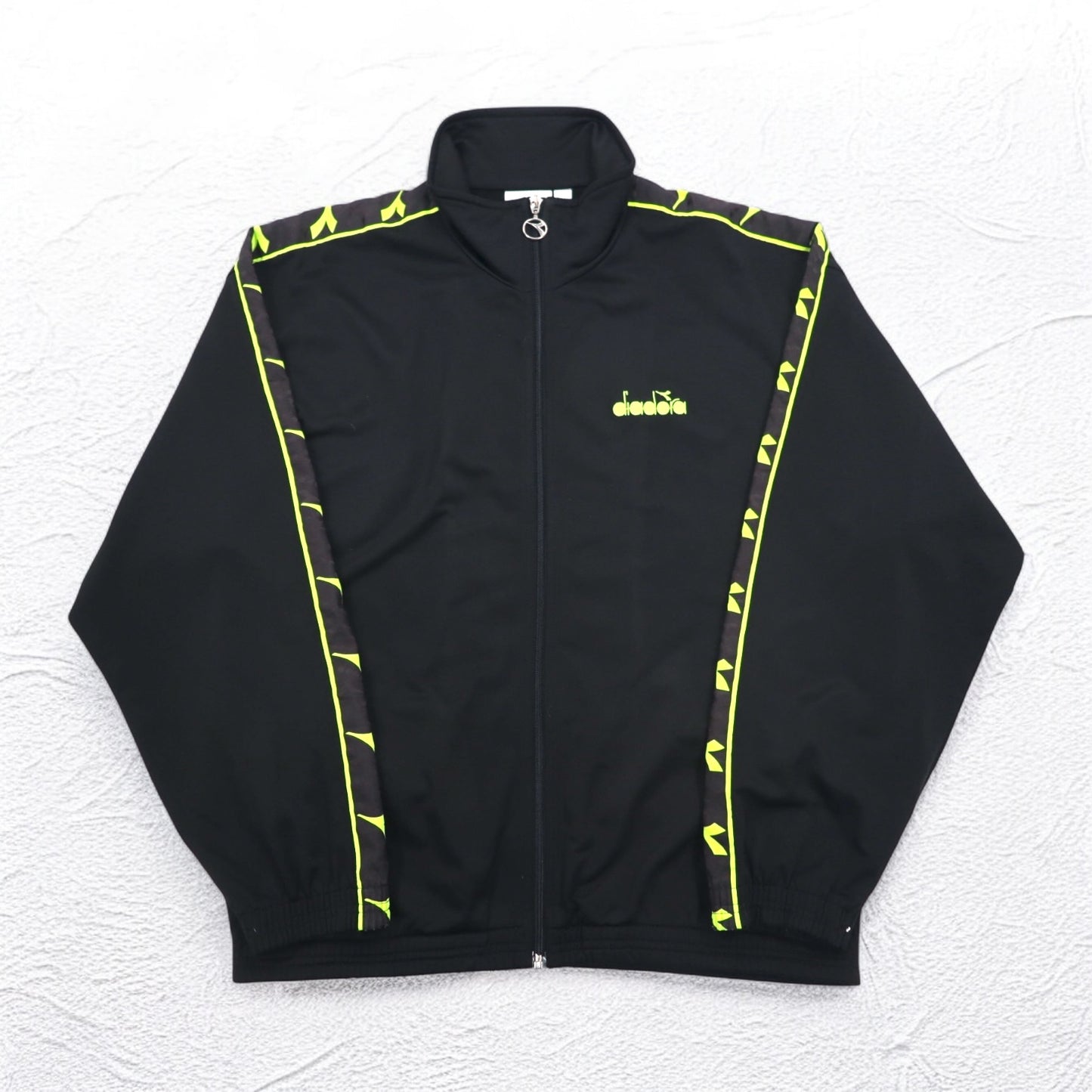 DIADORA 90年代 トラックジャケット ジャージ XL ブラック ロゴ テープ サイドライン