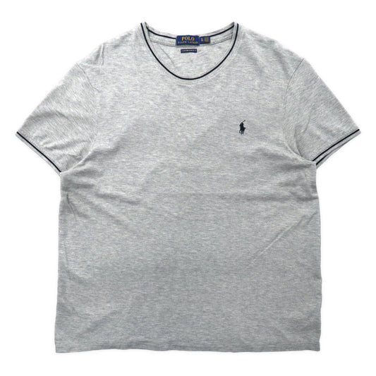 日本然リトテ-古着オンライン-POLO RALPH LAUREN リブラインTシャツ XL グレー コットン CUSTOM SLIM FIT スモールポニー刺繍-POLO RALPH LAUREN Librine T-Shirt XL Gray Cotton Custom Fit Small Pony Embroidery