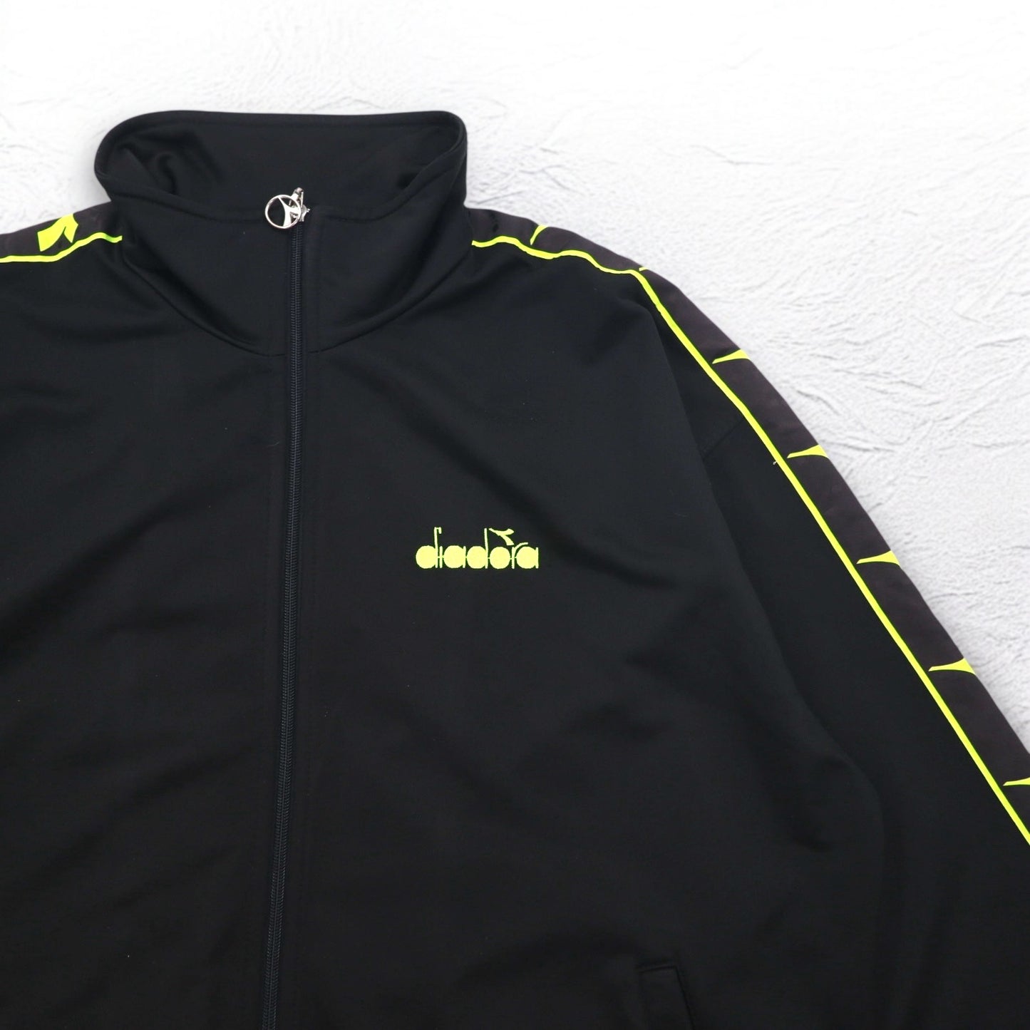 DIADORA 90年代 トラックジャケット ジャージ XL ブラック ロゴ テープ サイドライン