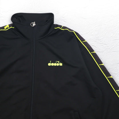 DIADORA 90年代 トラックジャケット ジャージ XL ブラック ロゴ テープ サイドライン