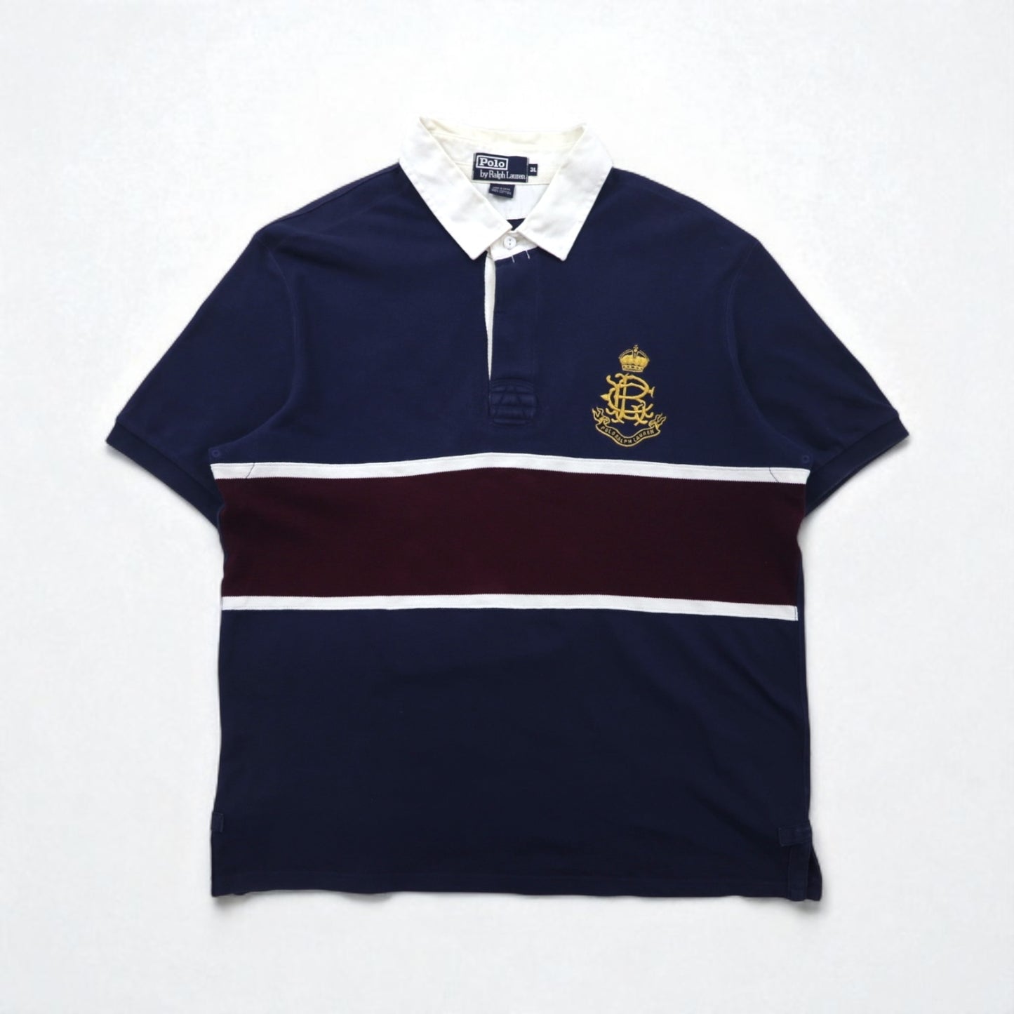Polo by Ralph Lauren 90s Line Design Polo Shirt, Size 3XL, Navy, Pique, Embroidered Emblem Logo
