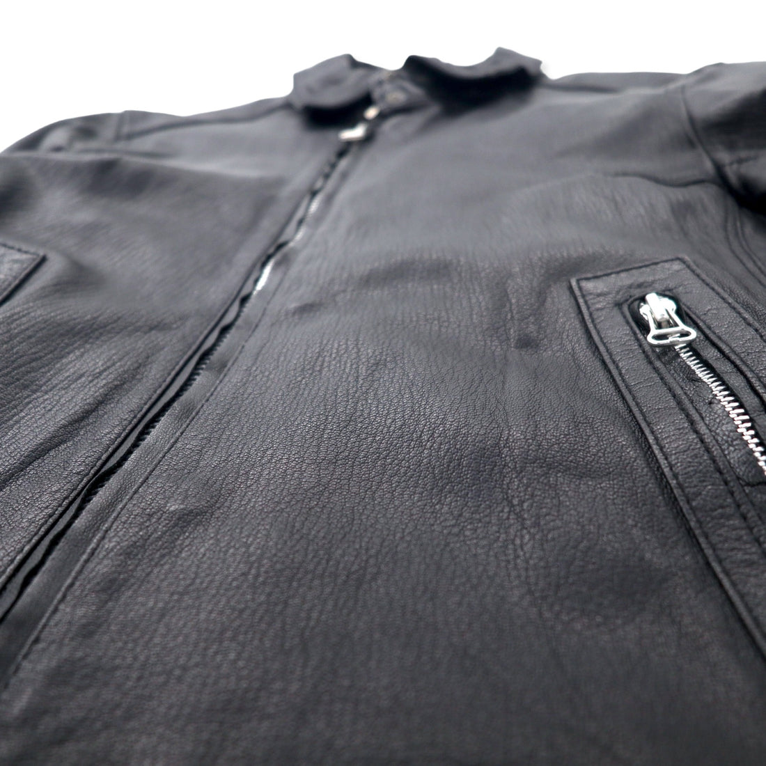 Bark Tannage ( nano universe ) Goat Leather Single Rider Jacket 48 Black Goat Leather Double Zip