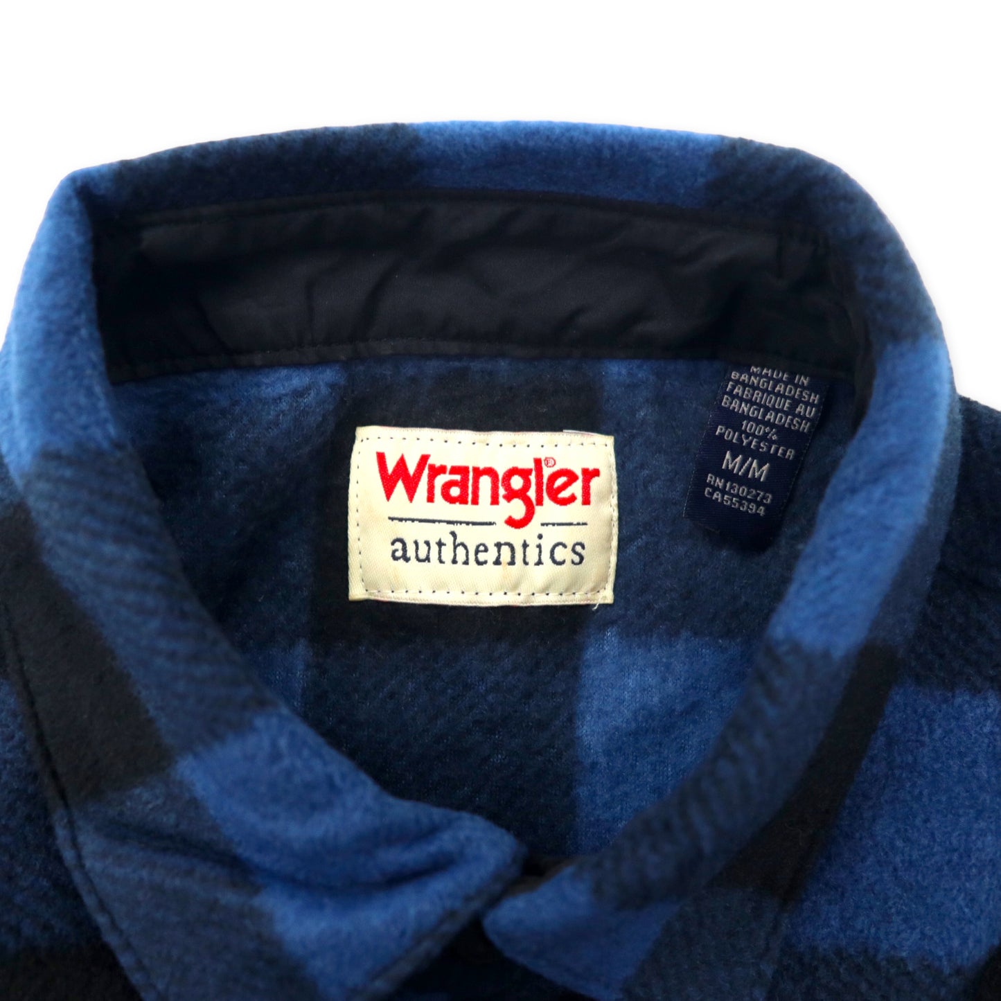 Wrangler authentics 90年代 フリースシャツ M ブルー ブラック チェック ポリエステル