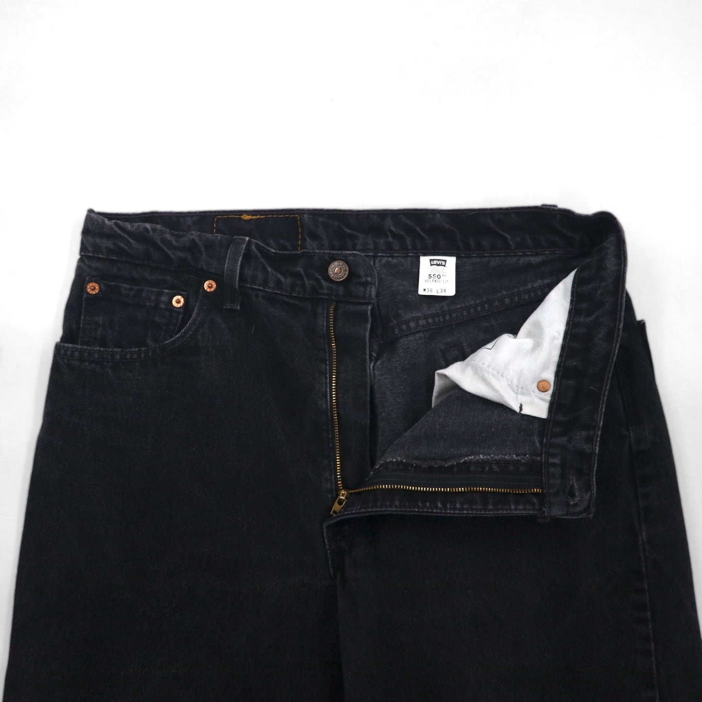 Levi's 90s Made in USA 550 Baggy Tapered Denim Jeans, Size L, Black, Relaxed Fit, 550-0260