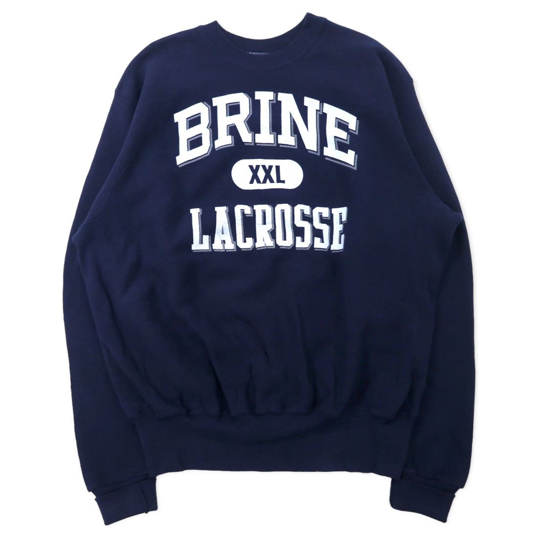 日本然リトテ-古着オンライン-BRINE USA製 90年代 リバースウィーブ スウェット XL ネイビー コットン 裏起毛 LACROSSE ビッグサイズ-BRINE USA MADE 90's Reverse Weave Sweatshirt XL Navy Cotton BRUSHED LINING LACROSSE Big Size