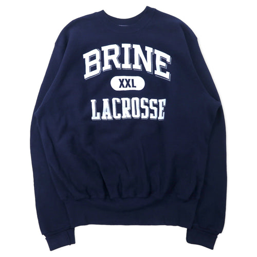 日本然リトテ-古着オンライン-BRINE USA製 90年代 リバースウィーブ スウェット XL ネイビー コットン 裏起毛 LACROSSE ビッグサイズ-BRINE USA MADE 90's Reverse Weave Sweatshirt XL Navy Cotton BRUSHED LINING LACROSSE Big Size