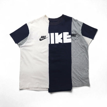 sacai × NIKE 再構築 リメイク Tシャツ L ホワイト ネイビー グレー 風車 ゴツナイキ コットン