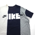 sacai × NIKE 再構築 リメイク Tシャツ L ホワイト ネイビー グレー 風車 ゴツナイキ コットン