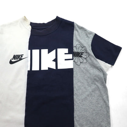 sacai × NIKE 再構築 リメイク Tシャツ L ホワイト ネイビー グレー 風車 ゴツナイキ コットン