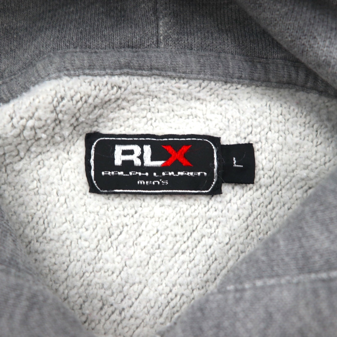 RLX Ralph Lauren Reverse Weave Hoodie, Size L, Gray, Arch Logo, ASPEN MOUNTAIN
