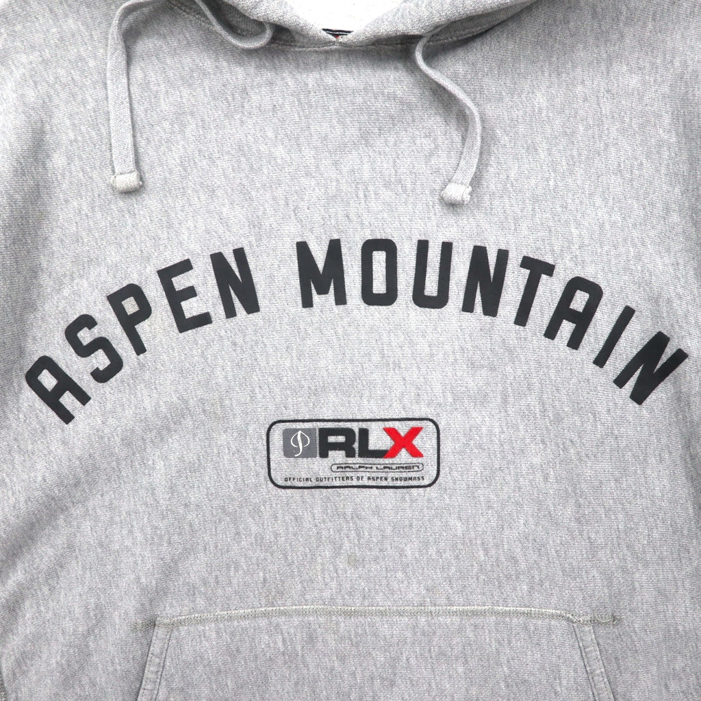 RLX Ralph Lauren Reverse Weave Hoodie, Size L, Gray, Arch Logo, ASPEN MOUNTAIN