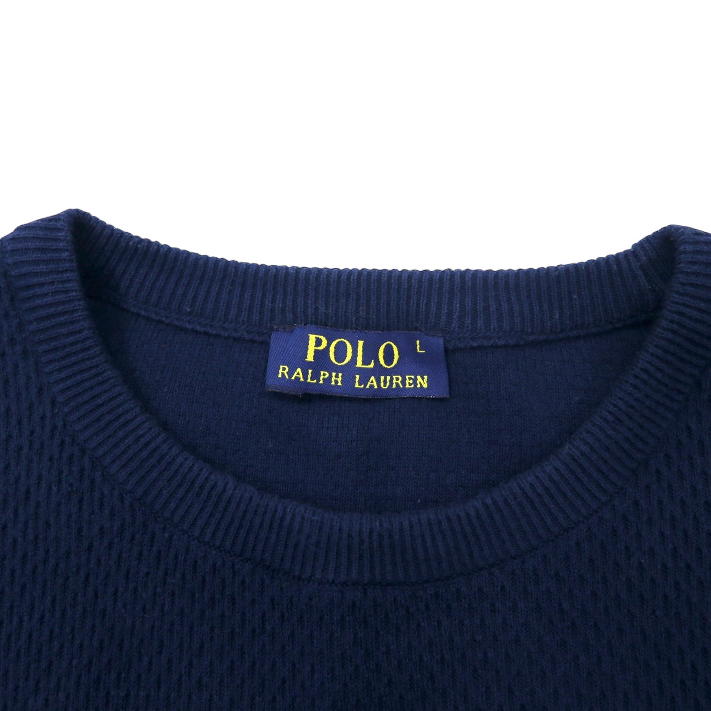 POLO RALPH LAUREN USA製 サーマル ロングスリーブ Tシャツ ロンT L ネイビー コットン スモールポニー 刺繍