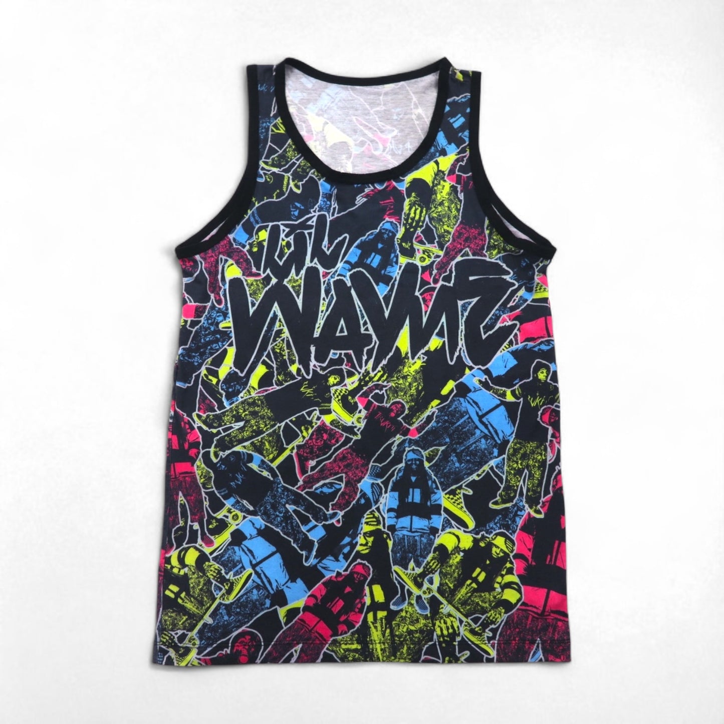 Lil Wayne リルウェイン USA製 ヒップホップ タンクトップ XL ブラック コットン 総柄