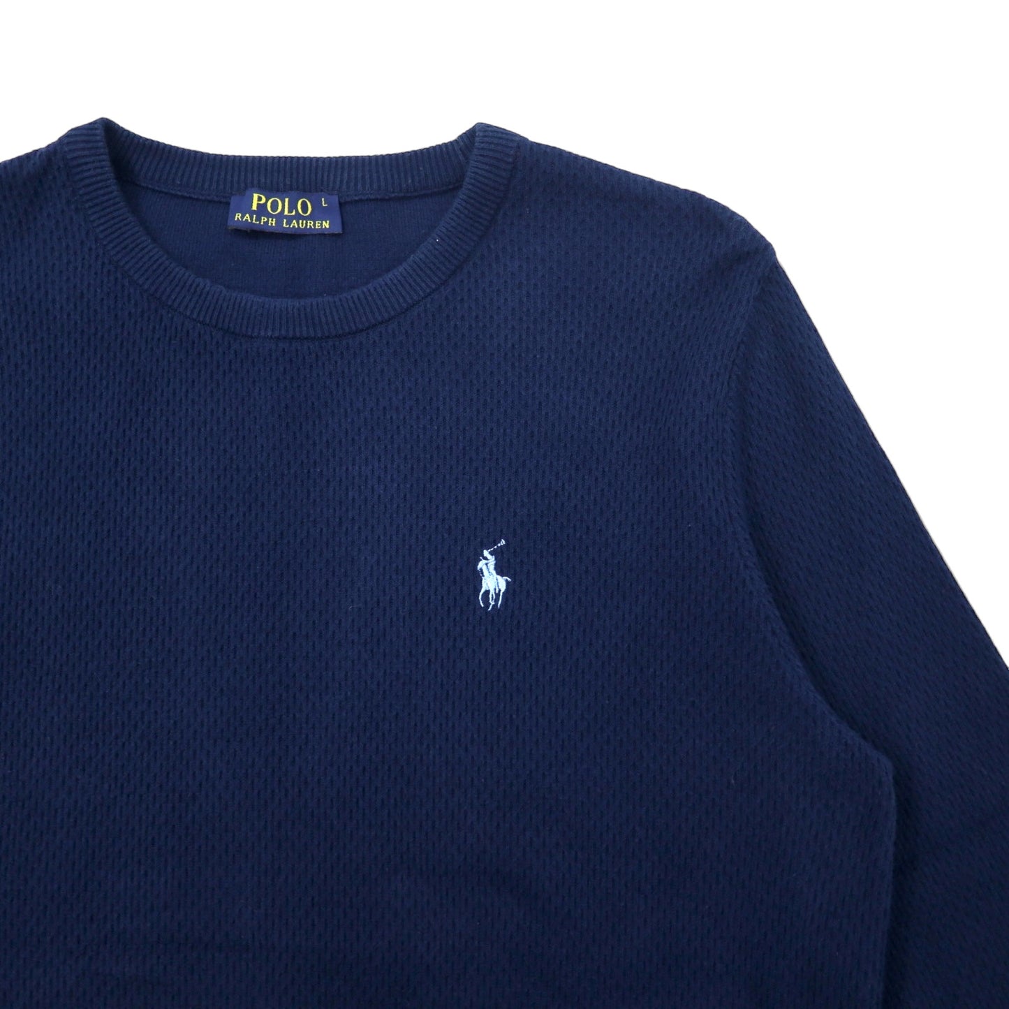 POLO RALPH LAUREN USA製 サーマル ロングスリーブ Tシャツ ロンT L ネイビー コットン スモールポニー 刺繍