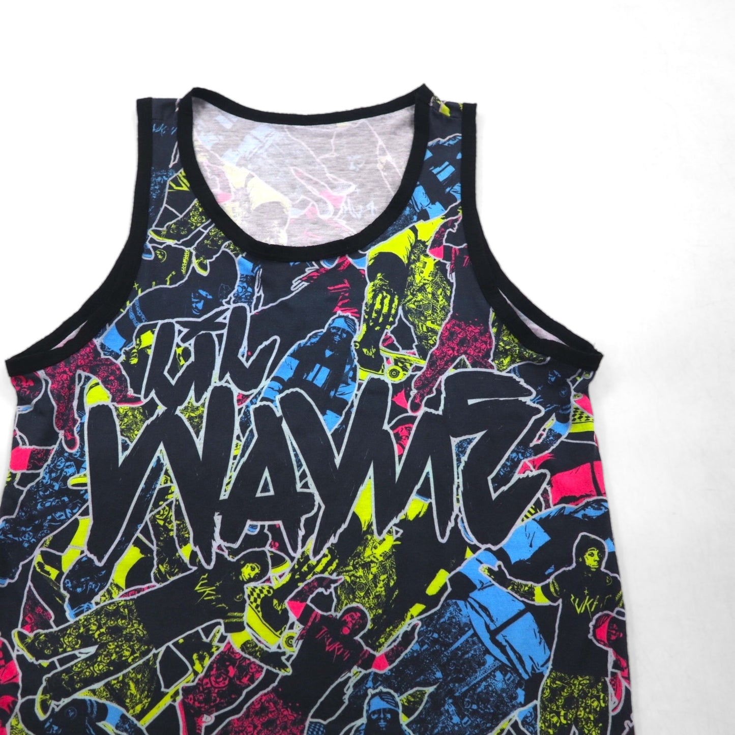 Lil Wayne リルウェイン USA製 ヒップホップ タンクトップ XL ブラック コットン 総柄